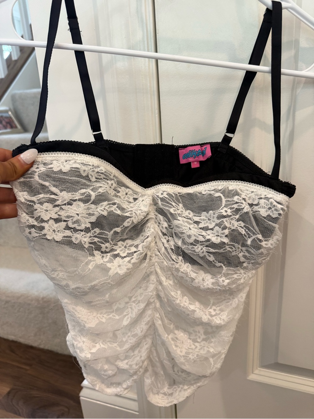 Edikted Black & White Lace Bustier Chemise